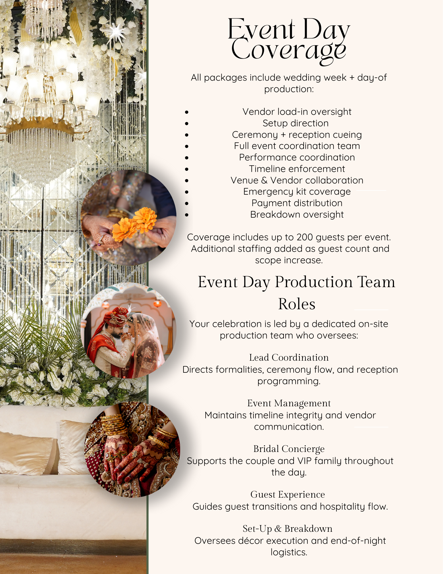 South Asian wedding planning and event management services in Atlanta, Georgia, and Chattanooga featuring full-service production, timeline leadership, and multi-event coordination.